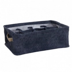 Organizador Cajones 12 Compartimentos Tela Denim Tejano y Yute 32 cm