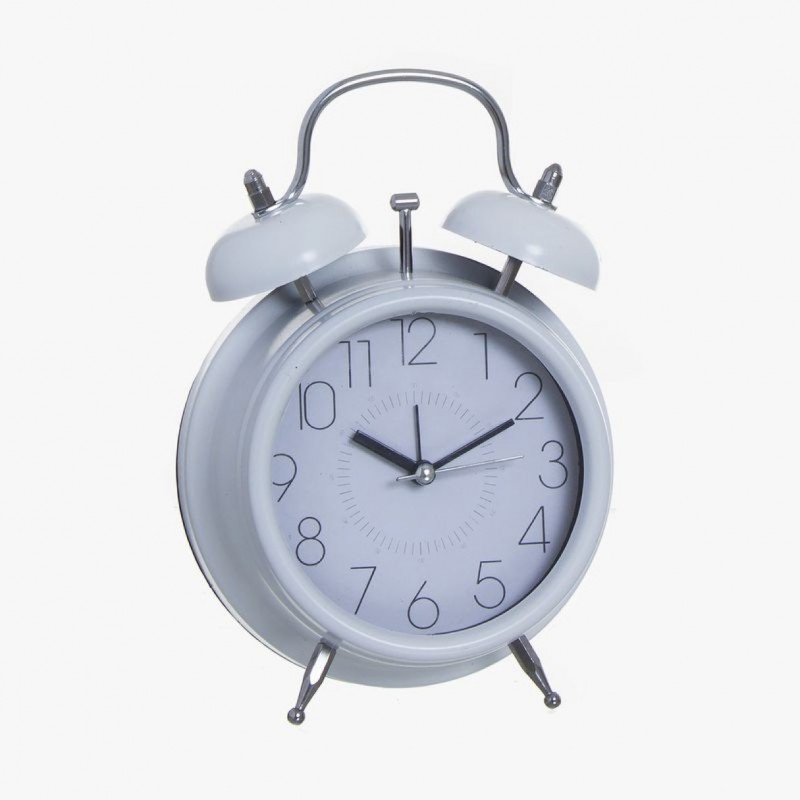 Reloj Sobremesa Blanco Imitando Despertador Vintage Retro 17 cm