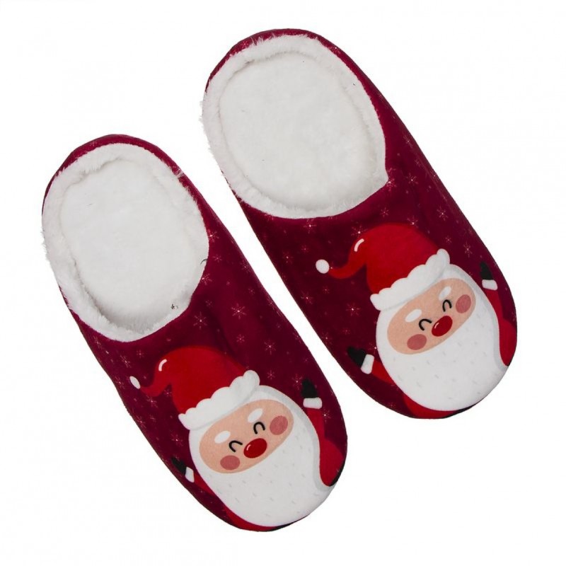 Zapatillas Casa Invierno Hombre Unisex Talla M Navidad Papa Noel Pantuflas  Rojas con Forro