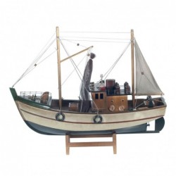 Figura Decorativa Barco Pesquero Adorno Maqueta Miniatura Pesca 40 cm