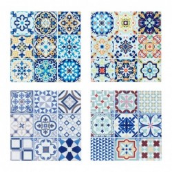 Set Tabla Cortar x4 Ceramica Mosaico Hidraulico Bandeja 20 cm