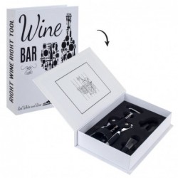 Caja Forma de Libro con 4 Accesorios para Vino  24x16 cm