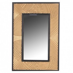 Espejo Pared Madera Dorado Negro Diseño Etnico Oriental 66 cm