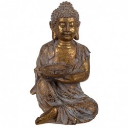 Figura Decorativa Buda Hindu Quemador Incienso Dorado Resina 30 cm