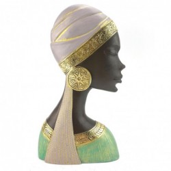 Figura Decorativa Busto Mujer Africana Resina 25 cm