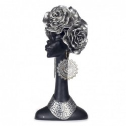 Figura Decorativa Cabeza Mujer Africana Resina 28 cm