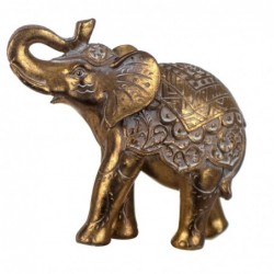 Figura Decorativa Elefante Oriental Dorado Resina 13 cm