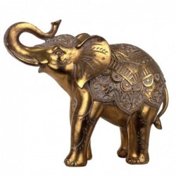 Figura Decorativa Elefante Oriental Dorado Resina 22 cm