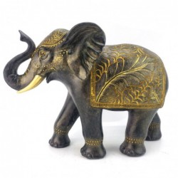 Figura Decorativa Elefante Oriental Negro Resina 18 cm
