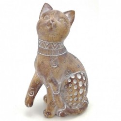 Figura Decorativa Gato Africano Étnico Resina 14 cm