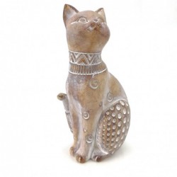 Figura Decorativa Gato Africano Étnico Resina 19 cm