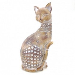 Figura Decorativa Gato Africano Étnico Resina 24 cm