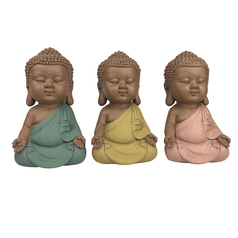 Figura Decorativa x3 Budas Resina 13 cm