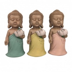 Figura Decorativa x3 Budas Resina 17 cm