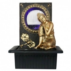Fuente Decorativa Buda Dorado Budismo Hindu con Luces 26 cm