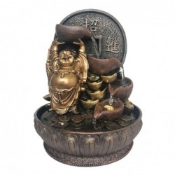 Fuente Decorativa Buda Feliz Dorado Budismo 28 cm