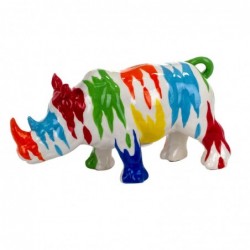 Hucha Figura Decorativa Rinoceronte Colorido 30 cm