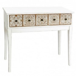 Mesa Entrada Recibidor Madera Blanca 1 Cajón Mueble Diseño Antiguo 89 cm