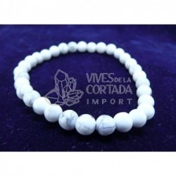 Pulsera Elastica de Howlita bolas de  6 mm