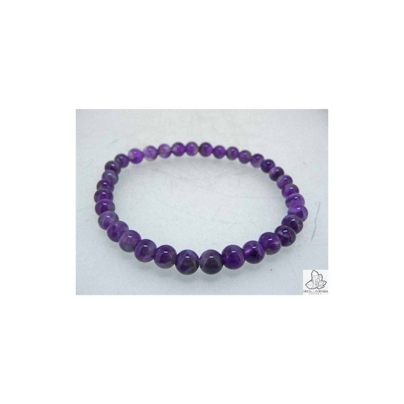 Pulsera elástica de bolas de Amatista 6mm