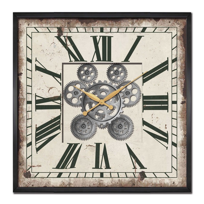 Reloj de pared vintage metal con engranajes