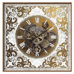 Reloj Pared Decorativo Vintage Antiguo Engranajes Visibles Metal y Cristal Elegante 60 cm