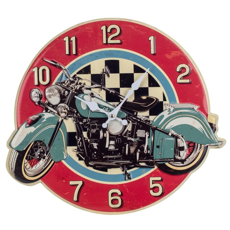 Reloj Pared Decorativo Vintage Moto Motero Metalico 44 cm