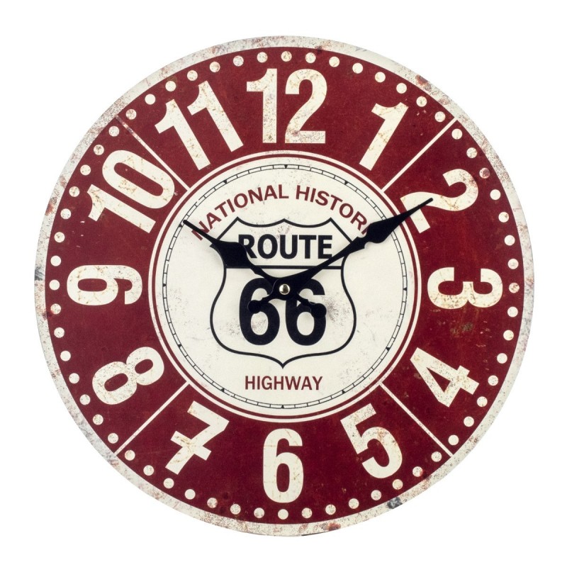 Reloj Pared Decorativo Vintage Ruta 66 Metalico 34 cm