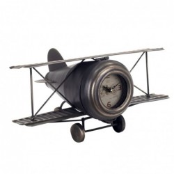 Reloj Sobremesa Decorativo Avión Aeroplano Vintage Metálico 38 cm