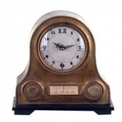 Reloj Sobremesa Decorativo Radio Antigua Vintage Metálico 22 cm