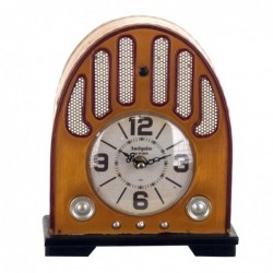 Reloj Sobremesa Decorativo Radio Antigua Vintage Metálico 22 cm