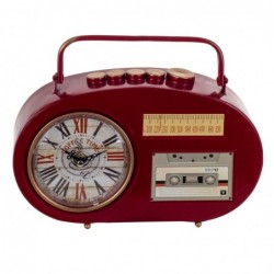 Reloj Sobremesa Decorativo Radio Radiocasette Vintage Metálico 26 cm