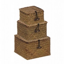 Caja Cuadrada Set 3 Unidades Fibra 16 cm