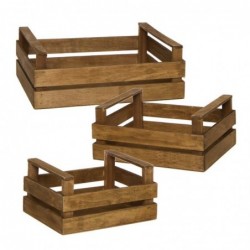 Caja Decorativa Set 3 Unidades Madera Natural 39 cm