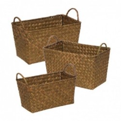 Cesta Rectangular Set 3 Unidades Fibra 33 cm