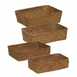 Cesta Rectangular Set 4 Unidades Fibra 36 cm