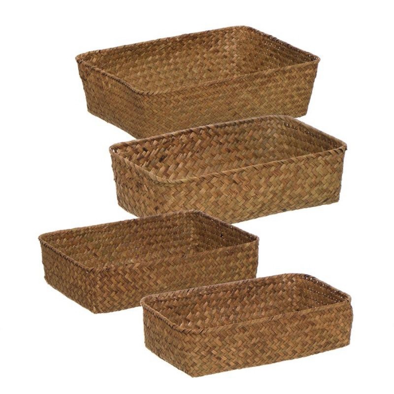 Cesta Rectangular Set 4 Unidades Fibra 36 cm