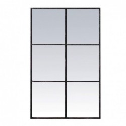 Espejo de Pared Forma Ventana Metalico Negro 60x90 cm