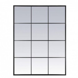 Espejo de Pared Forma Ventana Metalico Negro 90x120 cm