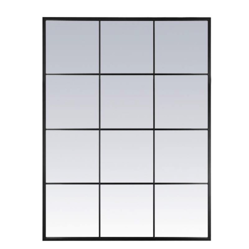 Espejo de Pared Forma Ventana Metalico Negro 90x120 cm