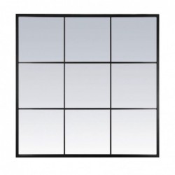 Espejo de Pared Forma Ventana Metalico Negro 90x90 cm