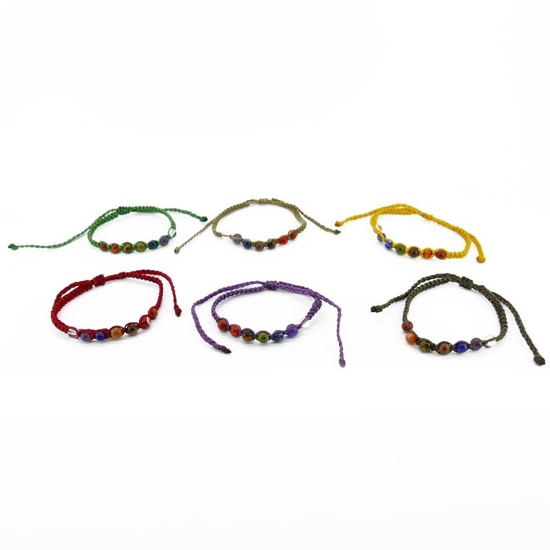 Pulsera de Chakras 6mm  en Hilo de Colores