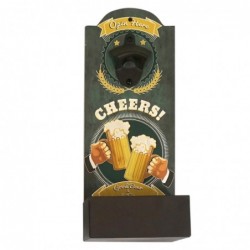 Abrebotellas pared CHEERS con recogechapas 36 cm MDF y Metal