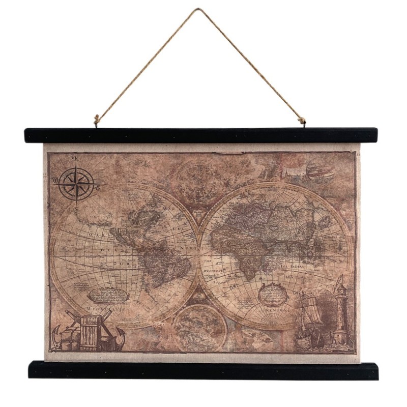 Cuadro Lienzo Decorativo Pared Mapamundi Mapa Vintage Despacho 60 cm