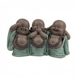 Figura Decorativa 3 Budas Sonriendo Budismo No ve No oye No habla 18 cm