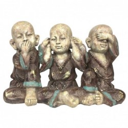 Figura Decorativa 3 Monjes Budistas No ve No oye No habla 26 cm