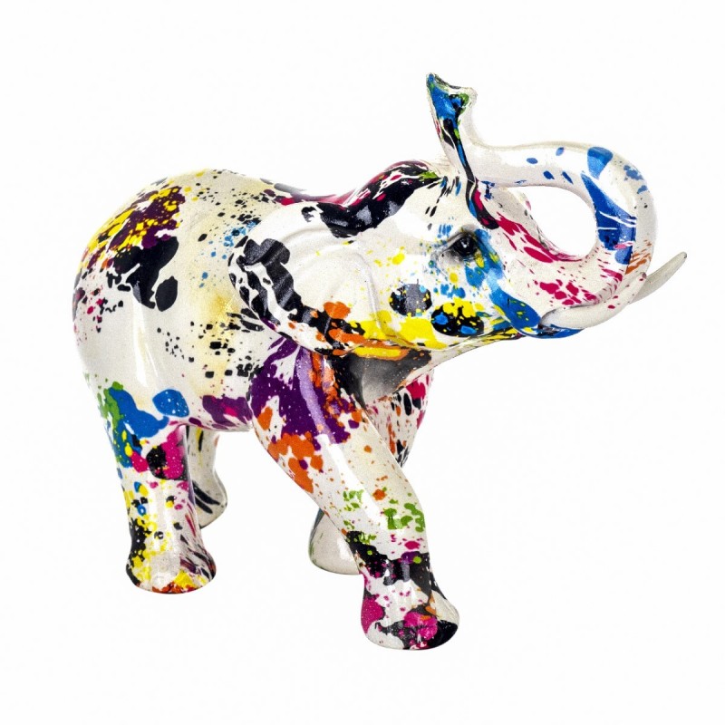 Figura Decorativa Elefante Manchas Pintura Colorido 21 cm