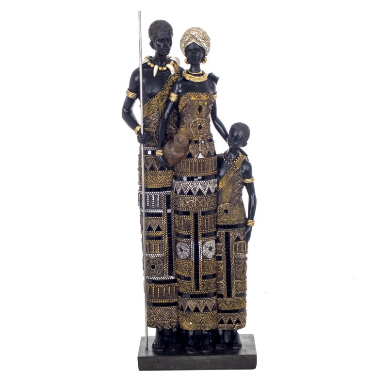 Figura Decorativa Familia Africana Africa Decoracion Etnica 59 cm