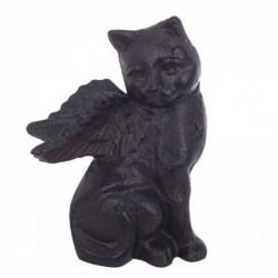 Figura Decorativa Gato con Alas Angel Hierro Negro 14 cm