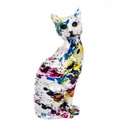Figura Decorativa Gato Manchas Pintura Colorido 25 cm